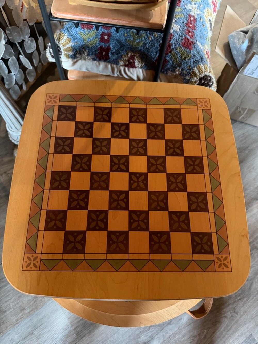 Longaberger 2001 Father's Day Checkerboard Checkers Game Basket Liner 2 TieOns